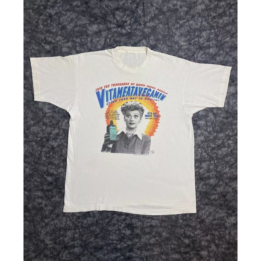 I Love Lucy Men's T-Shirt Vitameatavegamin Size XL 90s Lucille Ball VTG Single